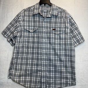 Carhartt Button Down Shirt Mens Size Large Plaid Pearl Snap Western Short Sleeve